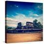 Vintage Retro Hipster Style Travel Image of Ancient Vatadage (Buddhist Stupa) in Pollonnaruwa, Sri-f9photos-Stretched Canvas