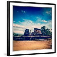 Vintage Retro Hipster Style Travel Image of Ancient Vatadage (Buddhist Stupa) in Pollonnaruwa, Sri-f9photos-Framed Photographic Print