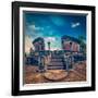 Vintage Retro Hipster Style Travel Image of Ancient Vatadage (Buddhist Stupa) in Pollonnaruwa, Sri-f9photos-Framed Photographic Print