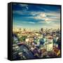 Vintage Retro Hipster Style Travel Image of Bangkok Aerial View . Thailand-f9photos-Framed Stretched Canvas