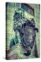 Vintage Retro Hipster Style Travel Image of Bavarian Lion Statue at Munich Alte Residenz Palace in-f9photos-Stretched Canvas