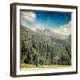 Vintage Retro Hipster Style Travel Image of Camp Tent in Himalayas Mountains with Overlaid Grunge T-f9photos-Framed Photographic Print