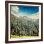 Vintage Retro Hipster Style Travel Image of Camp Tent in Himalayas Mountains with Overlaid Grunge T-f9photos-Framed Photographic Print