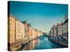 Vintage Retro Hipster Style Travel Image of Canal and Medieval Houses. Bruges (Brugge), Belgium Wit-f9photos-Stretched Canvas