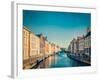 Vintage Retro Hipster Style Travel Image of Canal and Medieval Houses. Bruges (Brugge), Belgium Wit-f9photos-Framed Photographic Print