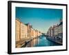 Vintage Retro Hipster Style Travel Image of Canal and Medieval Houses. Bruges (Brugge), Belgium Wit-f9photos-Framed Photographic Print