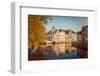 Vintage Retro Hipster Style Travel Image of Canal and Medieval Houses. Bruges (Brugge), Belgium-f9photos-Framed Photographic Print