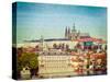 Vintage Retro Hipster Style Travel Image of Charles Bridge over Vltava River and Gradchany (Prague-f9photos-Stretched Canvas
