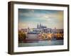 Vintage Retro Hipster Style Travel Image of Charles Bridge over Vltava River and Gradchany (Prague-f9photos-Framed Photographic Print