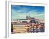 Vintage Retro Hipster Style Travel Image of Charles Bridge over Vltava River and Gradchany (Prague-f9photos-Framed Photographic Print