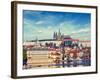 Vintage Retro Hipster Style Travel Image of Charles Bridge over Vltava River and Gradchany (Prague-f9photos-Framed Photographic Print