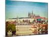 Vintage Retro Hipster Style Travel Image of Charles Bridge over Vltava River and Gradchany (Prague-f9photos-Mounted Photographic Print