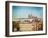 Vintage Retro Hipster Style Travel Image of Charles Bridge over Vltava River and Gradchany (Prague-f9photos-Framed Photographic Print