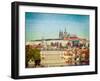 Vintage Retro Hipster Style Travel Image of Charles Bridge over Vltava River and Gradchany (Prague-f9photos-Framed Photographic Print