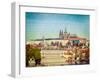 Vintage Retro Hipster Style Travel Image of Charles Bridge over Vltava River and Gradchany (Prague-f9photos-Framed Photographic Print