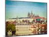 Vintage Retro Hipster Style Travel Image of Charles Bridge over Vltava River and Gradchany (Prague-f9photos-Mounted Photographic Print