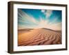 Vintage Retro Hipster Style Travel Image of Dunes of Thar Desert. Sam Sand Dunes, Rajasthan, India-f9photos-Framed Photographic Print