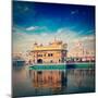 Vintage Retro Hipster Style Travel Image of Famous India Attraction Sikh Gurdwara Golden Temple (Ha-f9photos-Mounted Photographic Print