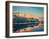 Vintage Retro Hipster Style Travel Image of Famous Rajasthan Landmark - Amer (Amber) Fort, Rajastha-f9photos-Framed Photographic Print