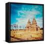 Vintage Retro Hipster Style Travel Image of Famous Tamil Nadu Landmark - Shore Temple, World  Herit-f9photos-Framed Stretched Canvas