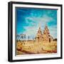 Vintage Retro Hipster Style Travel Image of Famous Tamil Nadu Landmark - Shore Temple, World  Herit-f9photos-Framed Photographic Print