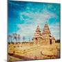 Vintage Retro Hipster Style Travel Image of Famous Tamil Nadu Landmark - Shore Temple, World  Herit-f9photos-Mounted Photographic Print