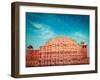 Vintage Retro Hipster Style Travel Image of Famouse Rajasthan Landmark - Hawa Mahal Palace (Palace-f9photos-Framed Photographic Print