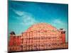 Vintage Retro Hipster Style Travel Image of Famouse Rajasthan Landmark - Hawa Mahal Palace (Palace-f9photos-Mounted Photographic Print