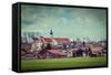 Vintage Retro Hipster Style Travel Image of German Countryside and Village. Bavaria, Germany-f9photos-Framed Stretched Canvas