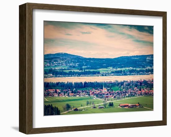 Vintage Retro Hipster Style Travel Image of German Countryside and Village. Bavaria, Germany-f9photos-Framed Photographic Print