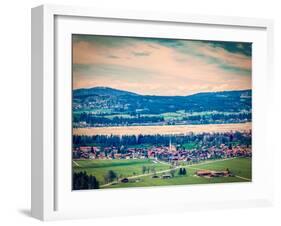 Vintage Retro Hipster Style Travel Image of German Countryside and Village. Bavaria, Germany-f9photos-Framed Photographic Print