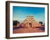 Vintage Retro Hipster Style Travel Image of Great Stupa - Ancient Buddhist Monument with Overlaid G-f9photos-Framed Photographic Print