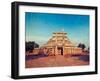 Vintage Retro Hipster Style Travel Image of Great Stupa - Ancient Buddhist Monument with Overlaid G-f9photos-Framed Photographic Print