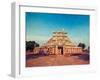 Vintage Retro Hipster Style Travel Image of Great Stupa - Ancient Buddhist Monument with Overlaid G-f9photos-Framed Photographic Print