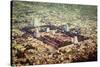 Vintage Retro Hipster Style Travel Image of Hindu Temple and Indian City Aerial View with Grunge Te-f9photos-Stretched Canvas