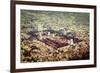 Vintage Retro Hipster Style Travel Image of Hindu Temple and Indian City Aerial View with Grunge Te-f9photos-Framed Photographic Print