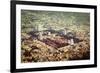 Vintage Retro Hipster Style Travel Image of Hindu Temple and Indian City Aerial View with Grunge Te-f9photos-Framed Photographic Print