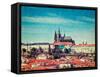 Vintage Retro Hipster Style Travel Image of  Hradchany: the Saint Vitus (St. Vitt's) Cathedral and-f9photos-Framed Stretched Canvas