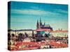 Vintage Retro Hipster Style Travel Image of  Hradchany: the Saint Vitus (St. Vitt's) Cathedral and-f9photos-Stretched Canvas