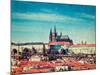 Vintage Retro Hipster Style Travel Image of  Hradchany: the Saint Vitus (St. Vitt's) Cathedral and-f9photos-Mounted Photographic Print