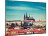 Vintage Retro Hipster Style Travel Image of  Hradchany: the Saint Vitus (St. Vitt's) Cathedral and-f9photos-Mounted Photographic Print