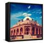 Vintage Retro Hipster Style Travel Image of Humayun's Tomb with Overlaid Grunge Texture. Delhi, Ind-f9photos-Framed Stretched Canvas