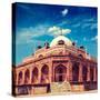 Vintage Retro Hipster Style Travel Image of Humayun's Tomb with Overlaid Grunge Texture. Delhi, Ind-f9photos-Stretched Canvas