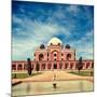 Vintage Retro Hipster Style Travel Image of Humayun's Tomb with Overlaid Grunge Texture. Delhi, Ind-f9photos-Mounted Photographic Print