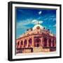 Vintage Retro Hipster Style Travel Image of Humayun's Tomb with Overlaid Grunge Texture. Delhi, Ind-f9photos-Framed Photographic Print