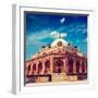 Vintage Retro Hipster Style Travel Image of Humayun's Tomb with Overlaid Grunge Texture. Delhi, Ind-f9photos-Framed Photographic Print