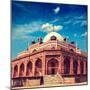 Vintage Retro Hipster Style Travel Image of Humayun's Tomb with Overlaid Grunge Texture. Delhi, Ind-f9photos-Mounted Photographic Print