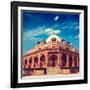 Vintage Retro Hipster Style Travel Image of Humayun's Tomb with Overlaid Grunge Texture. Delhi, Ind-f9photos-Framed Photographic Print