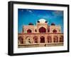 Vintage Retro Hipster Style Travel Image of Humayun's Tomb with Overlaid Grunge Texture. Delhi, Ind-f9photos-Framed Photographic Print