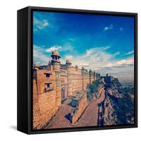 Vintage Retro Hipster Style Travel Image of India Tourist Attraction - Mughal Architecture - Gwalio-f9photos-Framed Stretched Canvas